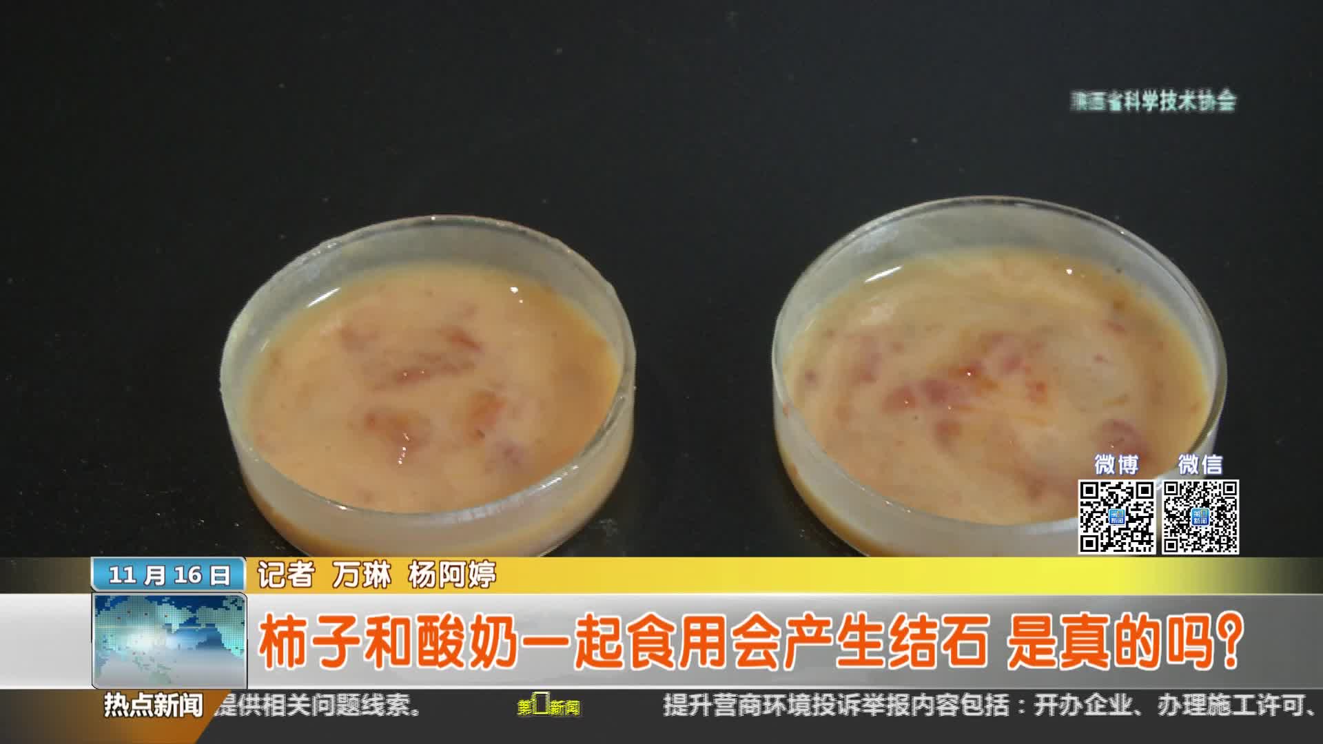 陕西省科学技术协会【全民实验室】：柿子和酸奶一起食用会产生结石？